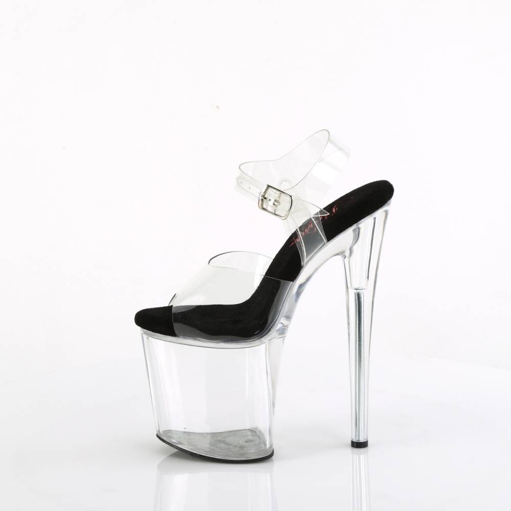 Pleaser - NAUGHTY808 Sandale à bride à la cheville, Pole dance chaussures - Noir/Transparent Product image
